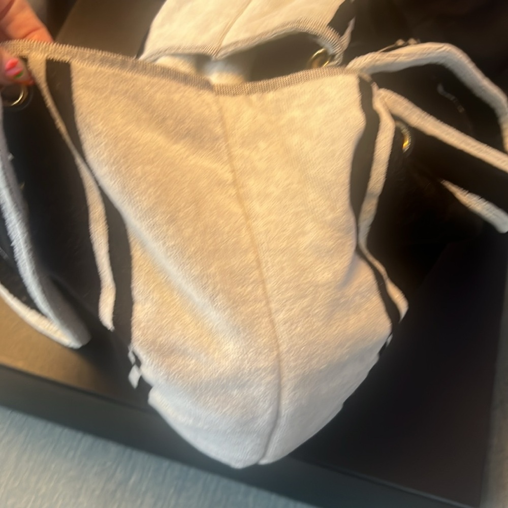 Saint Laurent Black and White Rive Gauche Towel Cabas in Terrycloth - Pre-loved - Picture 5 of 14